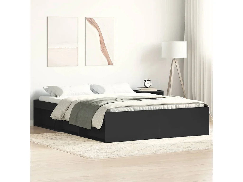 Cadre de lit sans matelas noir 150x200 cm