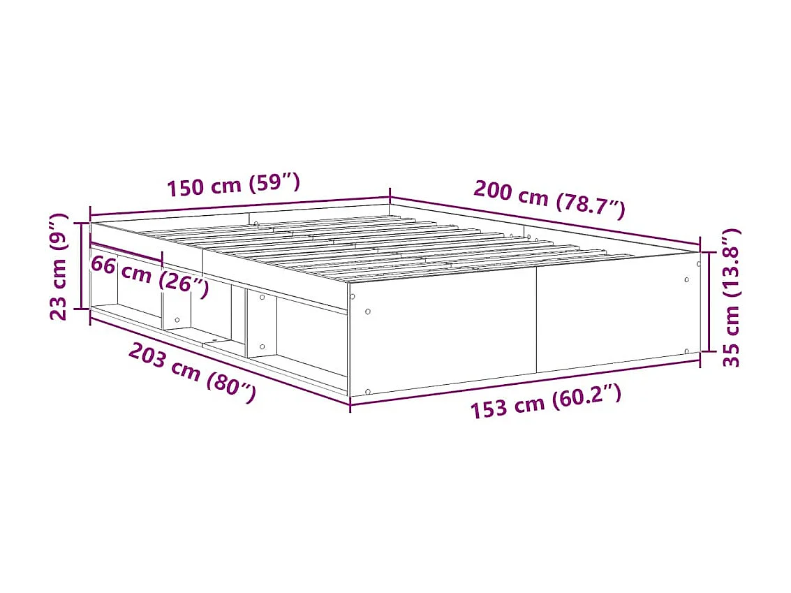 Cadre de lit sans matelas noir 150x200 cm