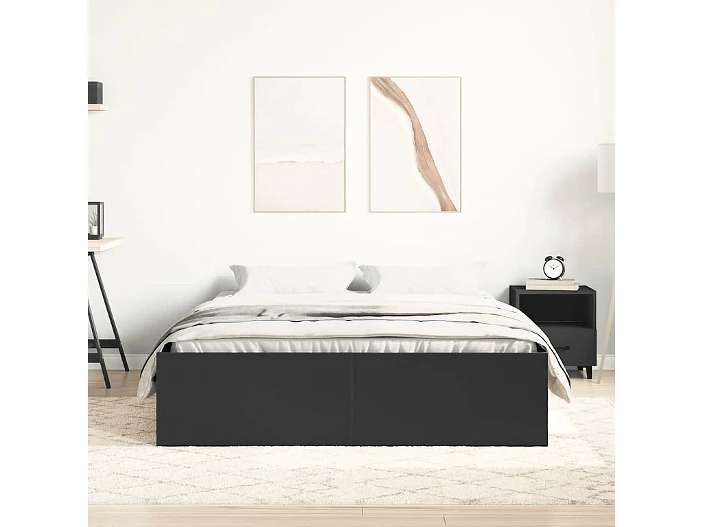 Cadre de lit sans matelas noir 150x200 cm