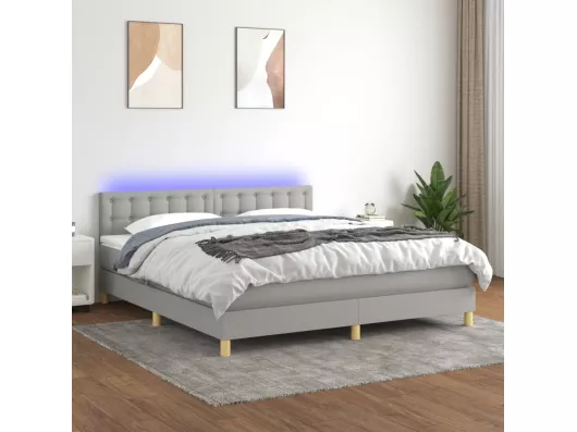 Kauf Unique Boxspringbett mit Matratze & LED Hellgrau 180x200 cm Stoff