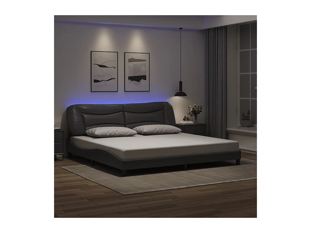 Cadre de lit avec LED sans matelas gris 200x200 cm