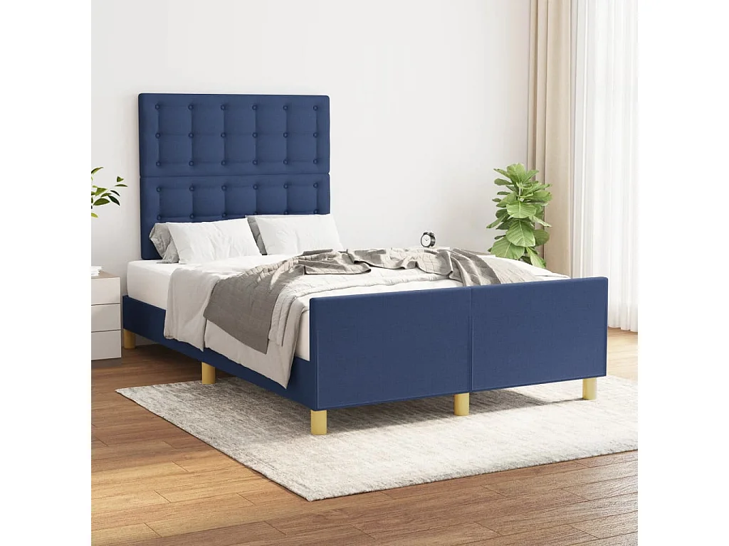 Cadre de lit sans matelas bleu 120x190 cm tissu