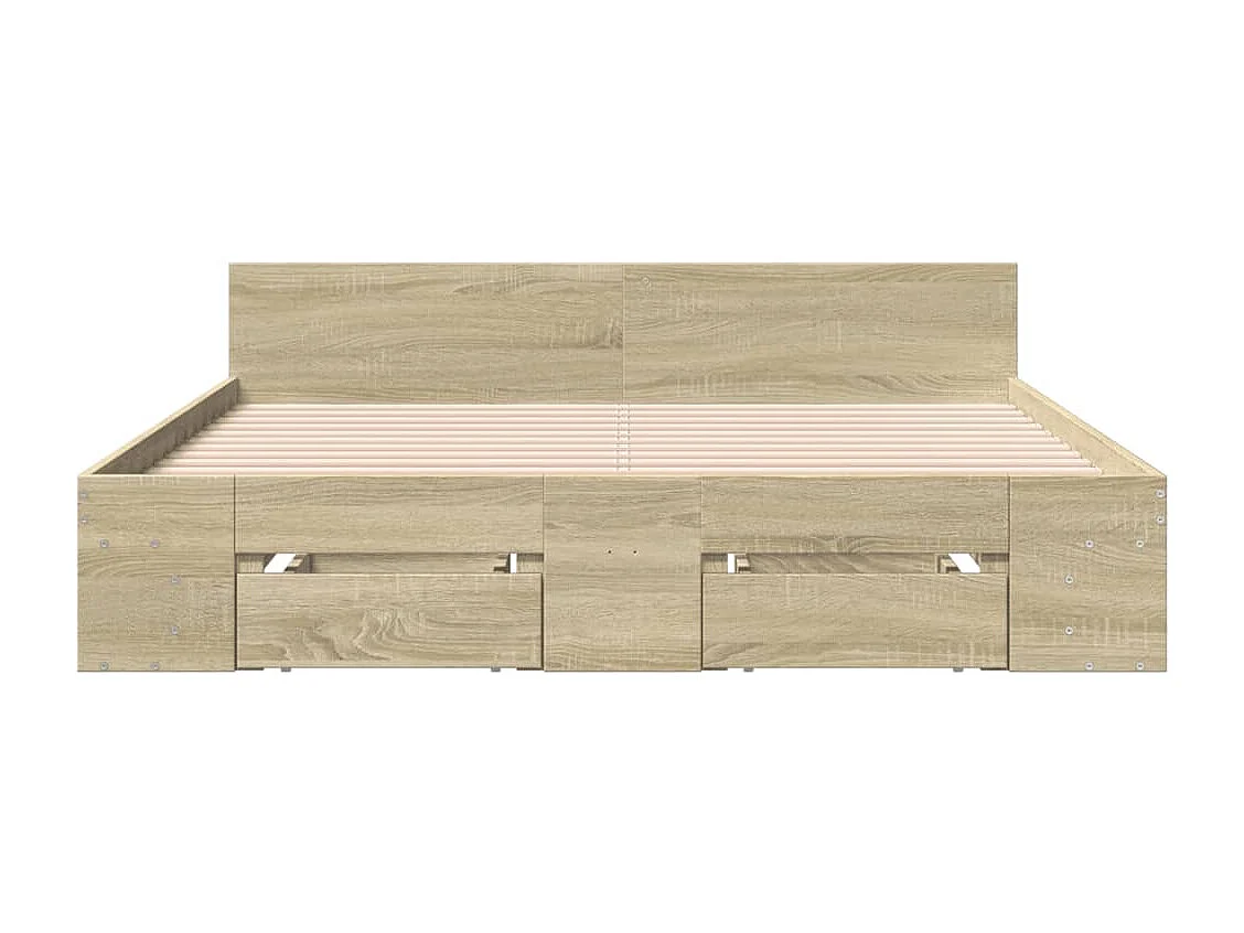 Bedframe met lades bewerkt hout sonoma eikenkleurig 160x200 cm