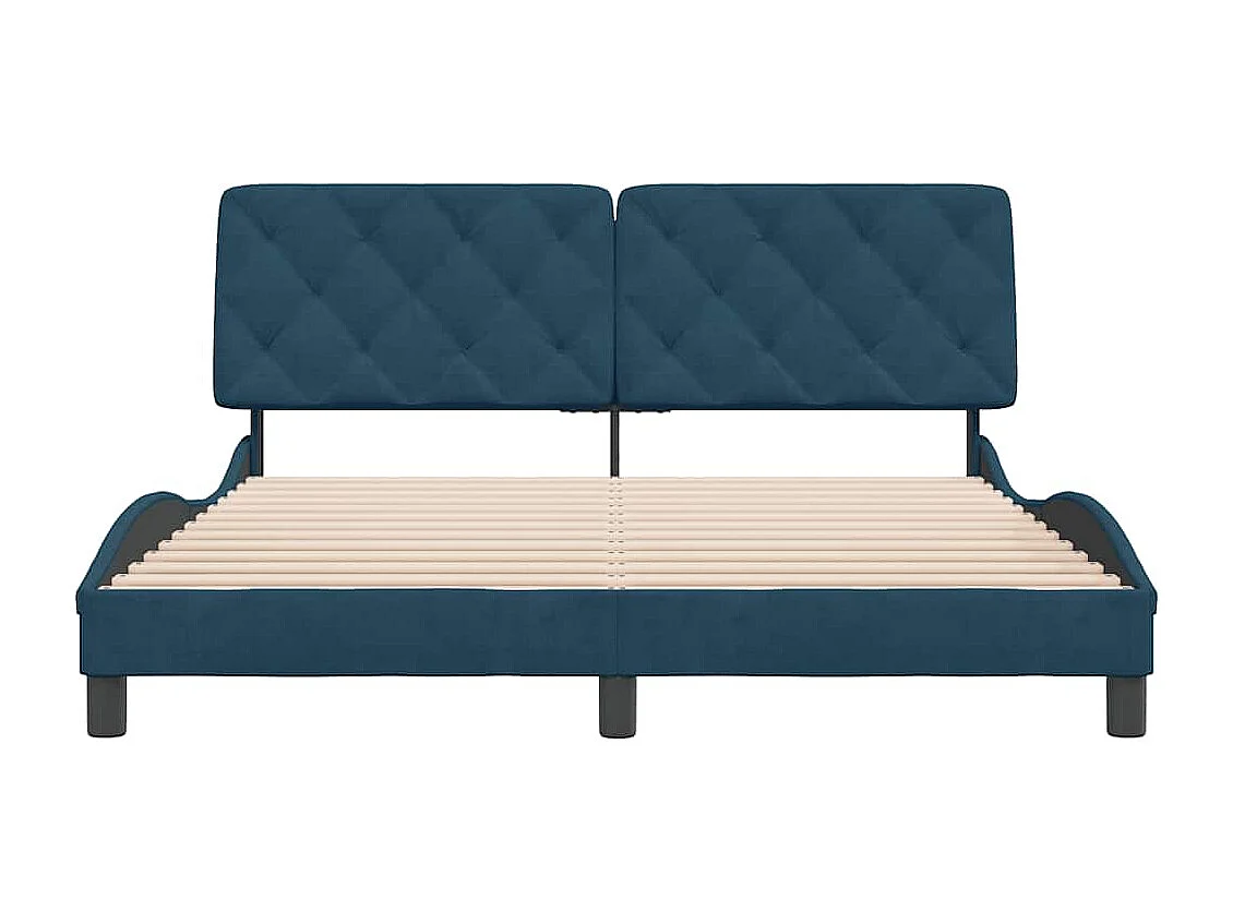Cadre de lit sans matelas bleu 160x200 cm velours