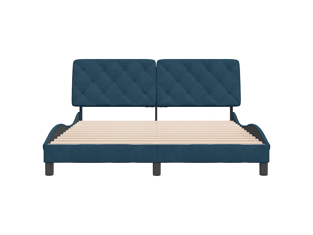Cadre de lit sans matelas bleu 160x200 cm velours