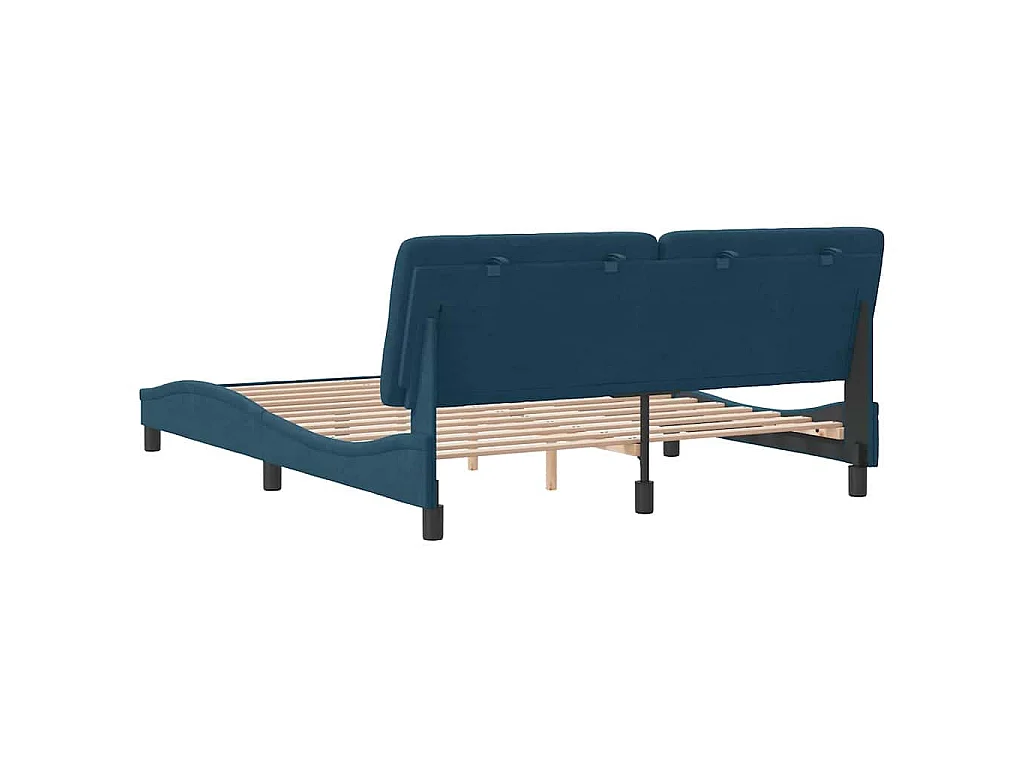 Cadre de lit sans matelas bleu 160x200 cm velours