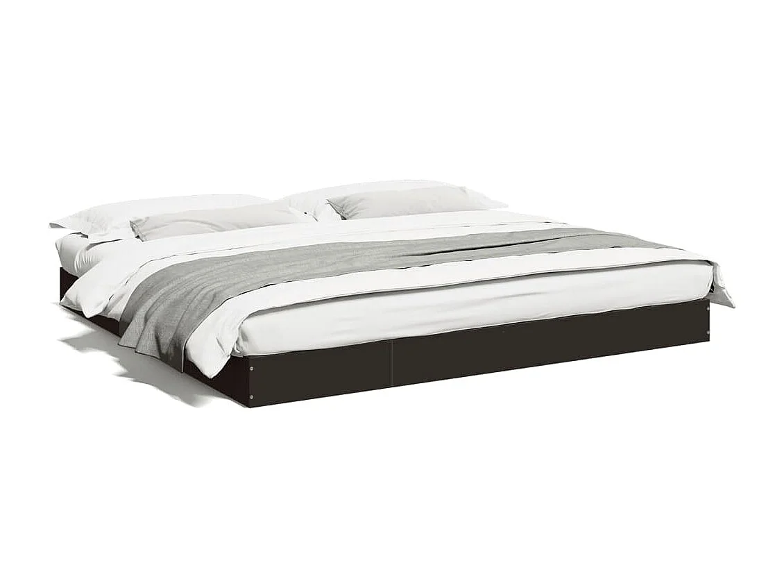 Cadre de lit sans matelas noir 180x200 cm bois d'ingénierie
