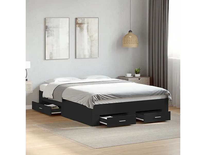 Bettgestell mit Schubladen Schwarz 120x190 cm Holzwerkstoff