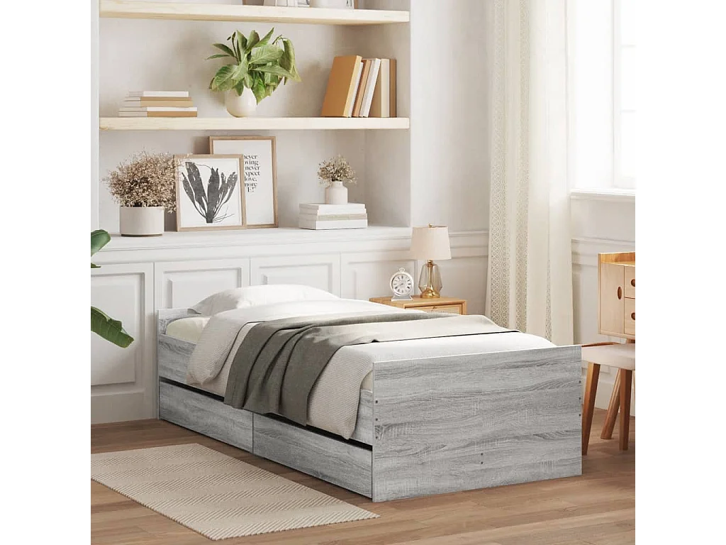 Giroletto con Cassetti Grigio Sonoma 75x190 cm Small Single