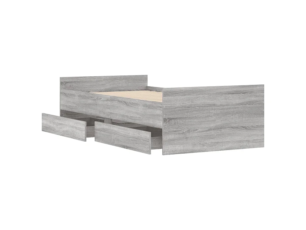 Giroletto con Cassetti Grigio Sonoma 75x190 cm Small Single