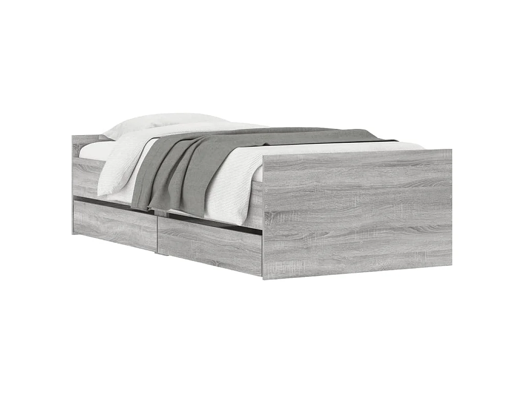 Bedframe met lades grijs sonoma eiken 75x190 cm Small Single