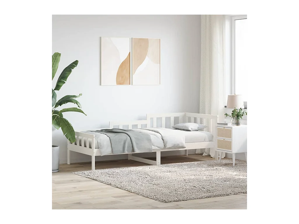 Dormeuse senza Materasso Bianca 90x200 cm Legno Massello Pino
