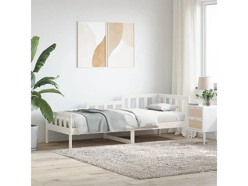 Sofá-cama sem colchão 90x200 cm madeira de pinho maciça branco