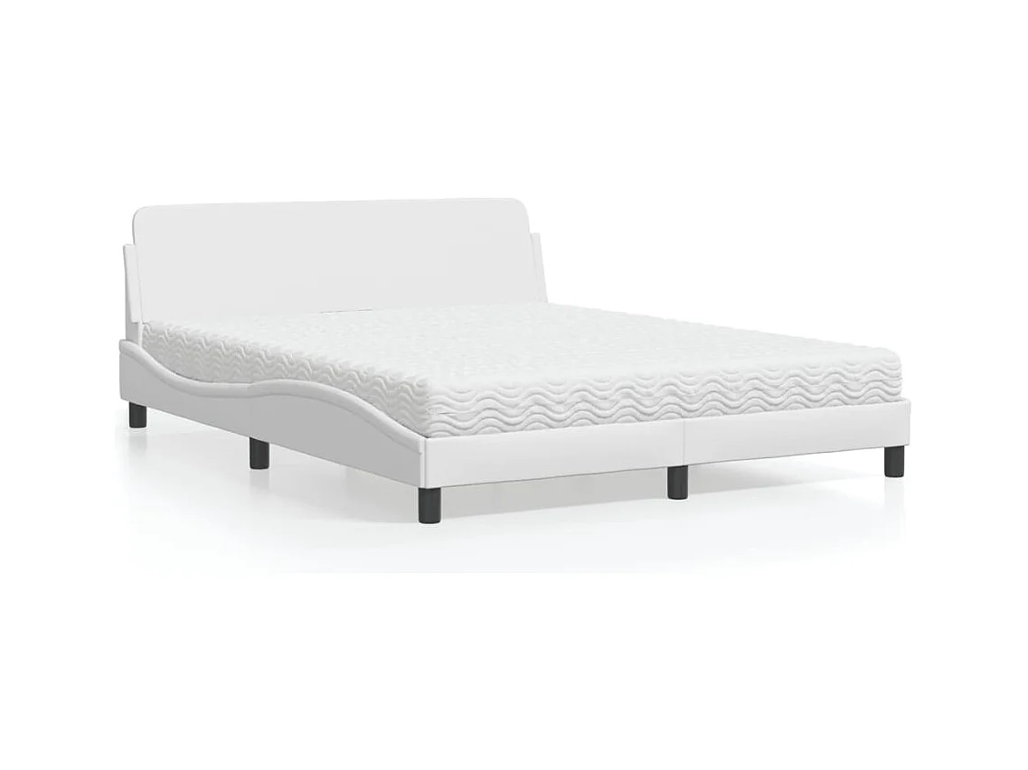 Lit avec matelas blanc 160x200 cm similicuir