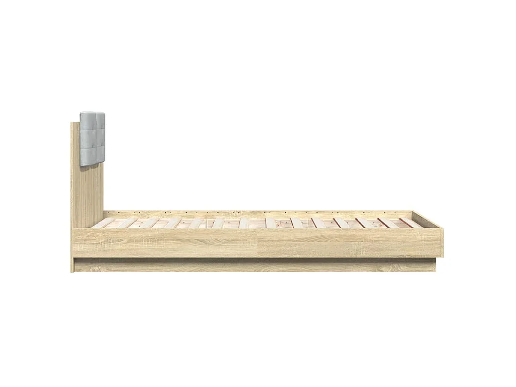 Bettgestell mit Kopfteil und LED-Leuchten Sonoma-Eiche 90x190cm