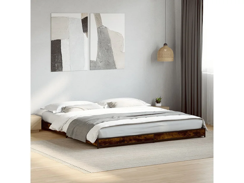 Cadre de lit sans matelas chêne fumé 200x200 cm