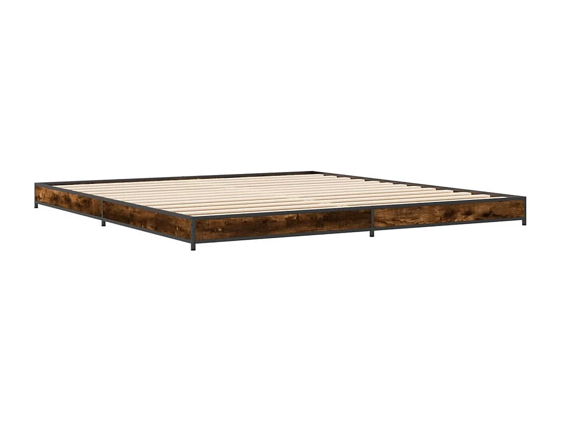 Cadre de lit sans matelas chêne fumé 200x200 cm