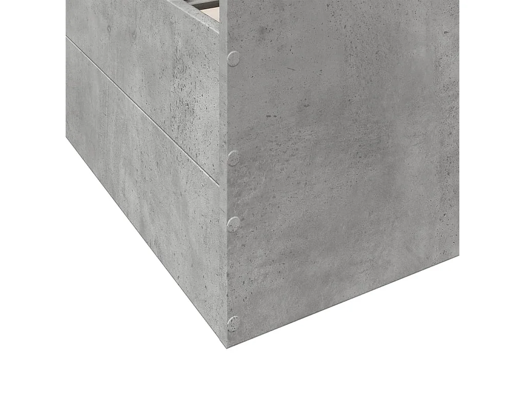 Cadre de lit avec tiroirs sans matelas gris béton 90x190 cm