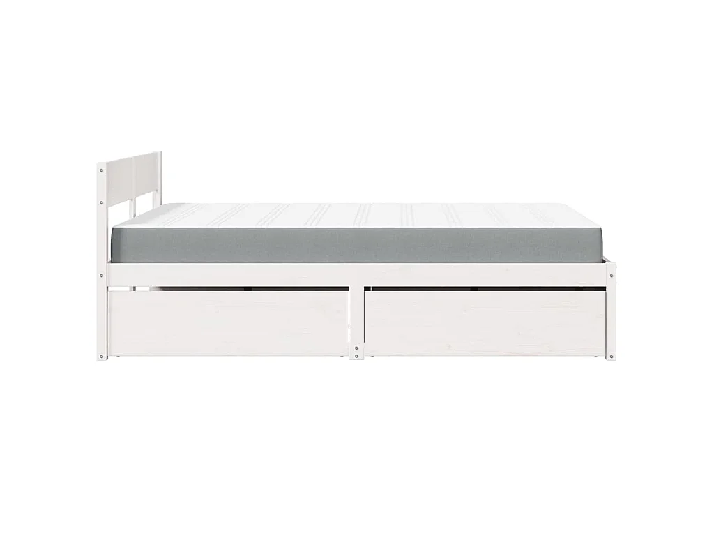 Bed met lades en matras massief grenenhout wit 140x190 cm