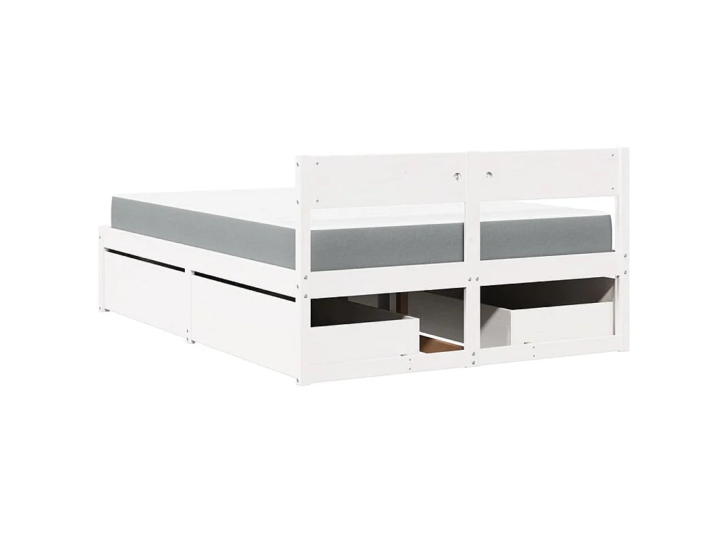 Bed met lades en matras massief grenenhout wit 140x190 cm
