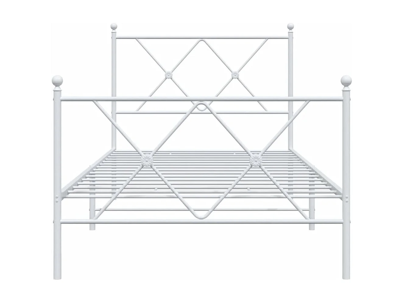 Cadre de lit métal sans matelas avec pied de lit blanc 90x200cm