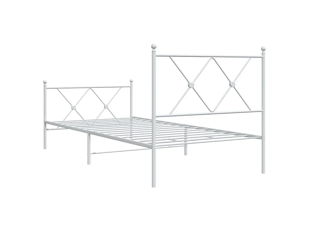 Bedframe met hoofd- en voeteneinde metaal wit 90x200 cm