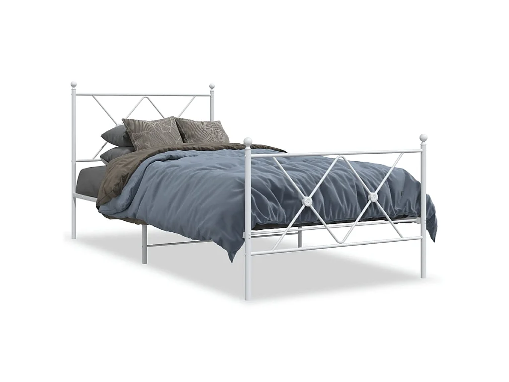 Bedframe met hoofd- en voeteneinde metaal wit 90x200 cm