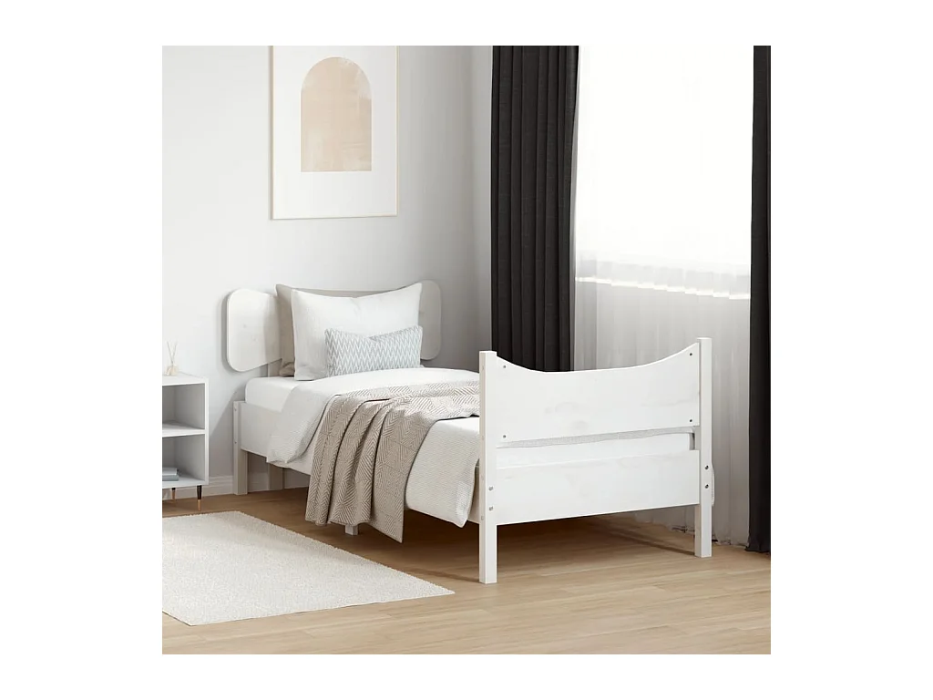 Bedframe zonder matras massief grenenhout wit 75x190 cm