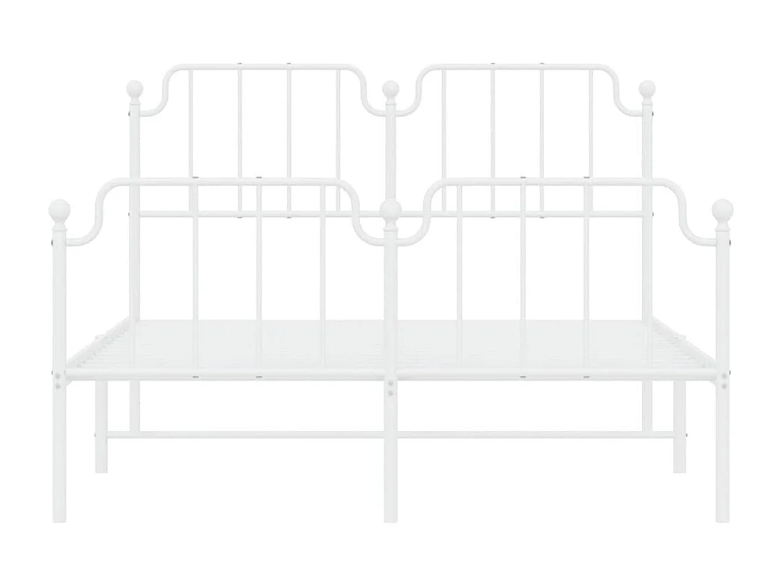 Cadre de lit métal sans matelas et pied de lit blanc 140x200 cm