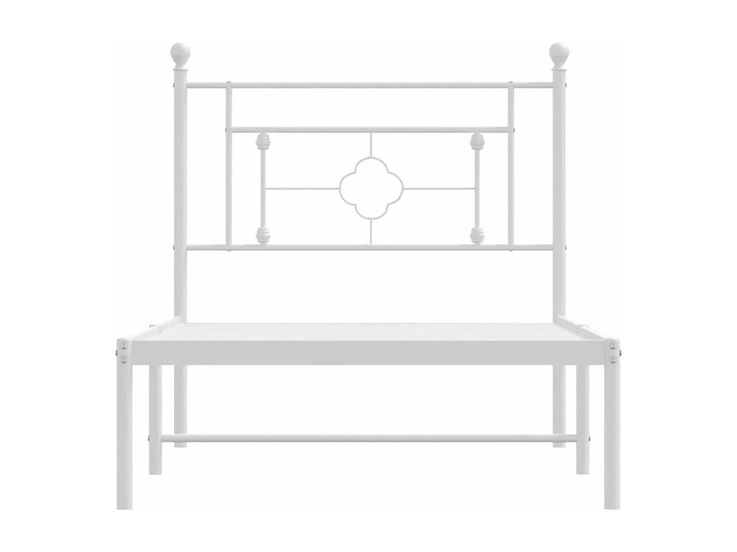 Cadre de lit métal sans matelas avec tête de lit blanc 90x190cm