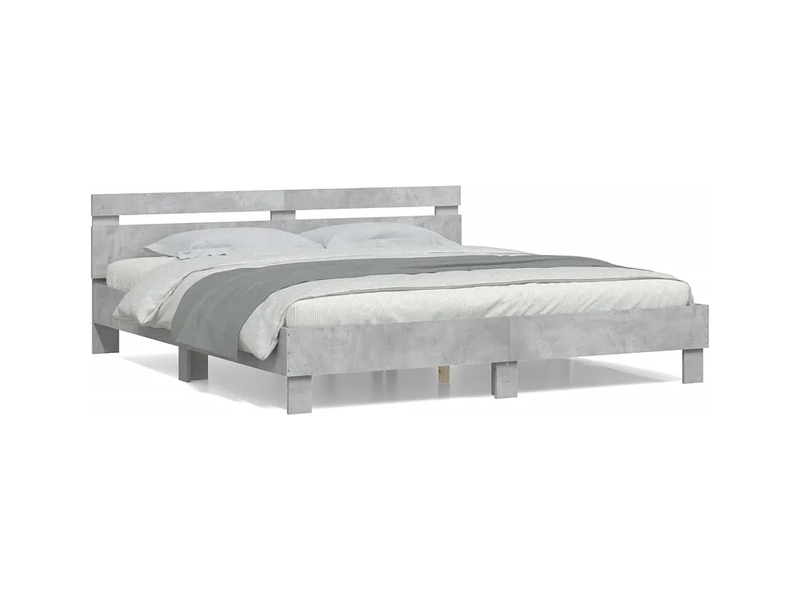 Cadre de lit sans matelas gris béton 180x200 cm