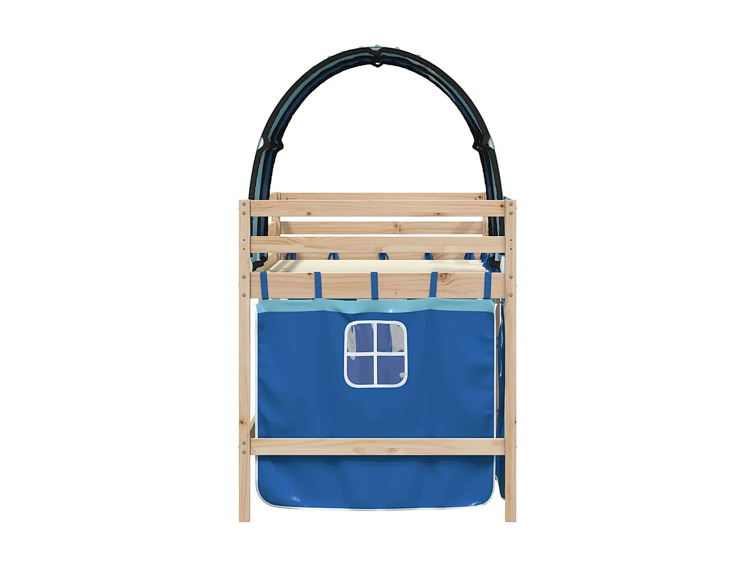 Cama alta para criança com túnel 90x190 cm pinho maciço azul