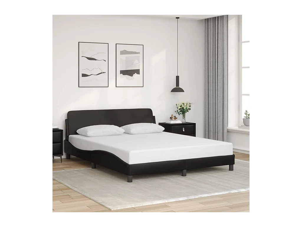 Cadre de lit sans matelas noir 160x200 cm similicuir