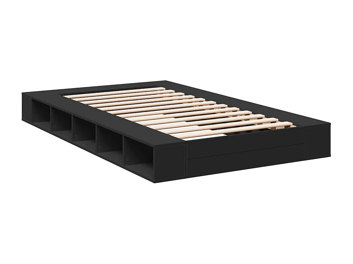 Bedframe bewerkt hout zwart 120x190 cm