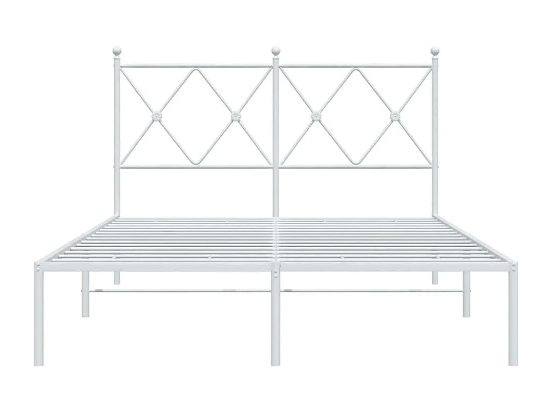 Cadre de lit métal sans matelas et tête de lit blanc 120x190 cm