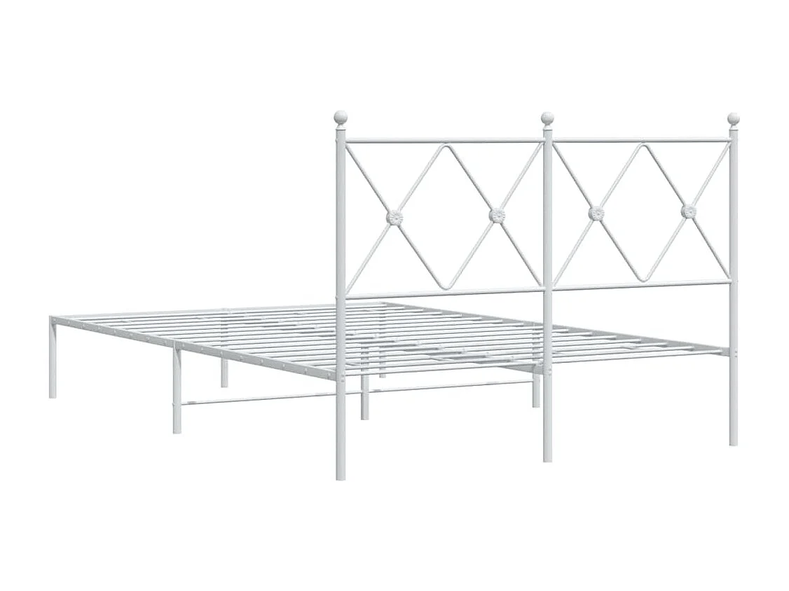 Cadre de lit métal sans matelas et tête de lit blanc 120x190 cm