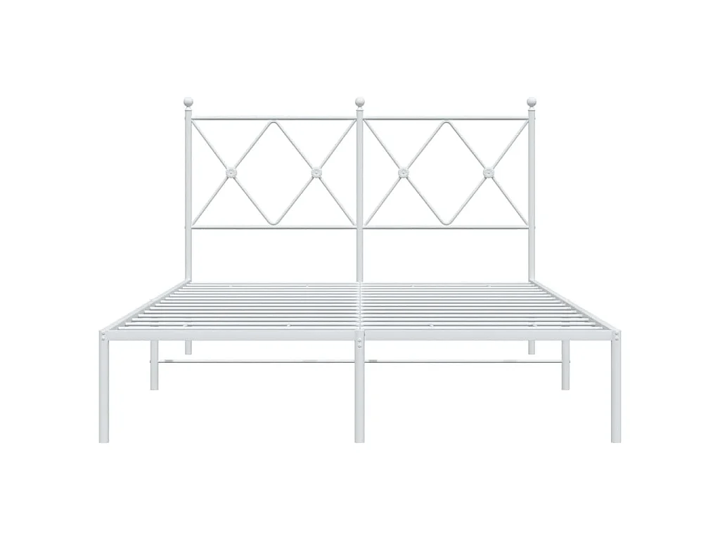 Cadre de lit métal sans matelas et tête de lit blanc 120x190 cm