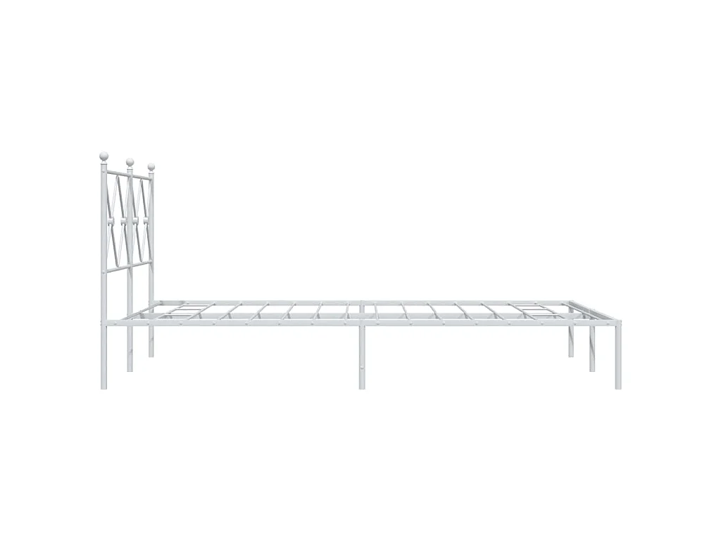 Cadre de lit métal sans matelas et tête de lit blanc 120x190 cm
