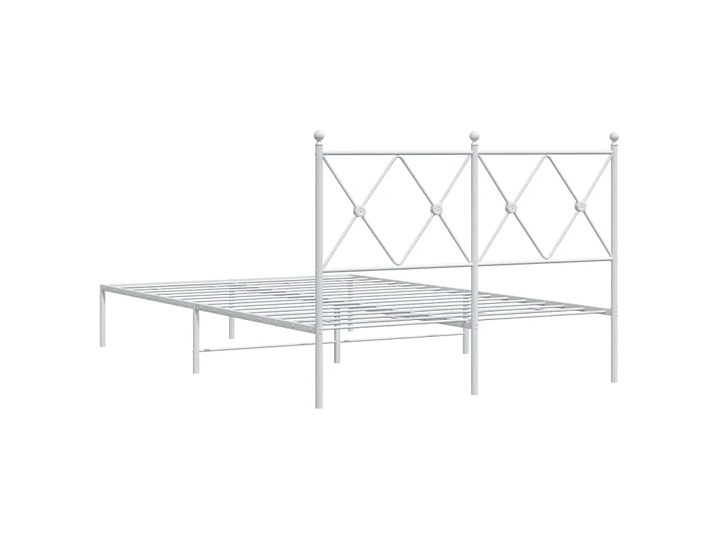 Cadre de lit métal sans matelas et tête de lit blanc 120x190 cm