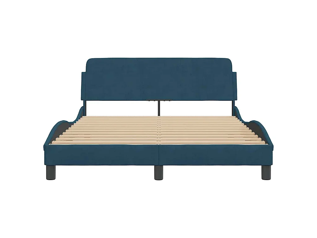 Cadre de lit avec tête de lit Dover bleu 140x200cm velours