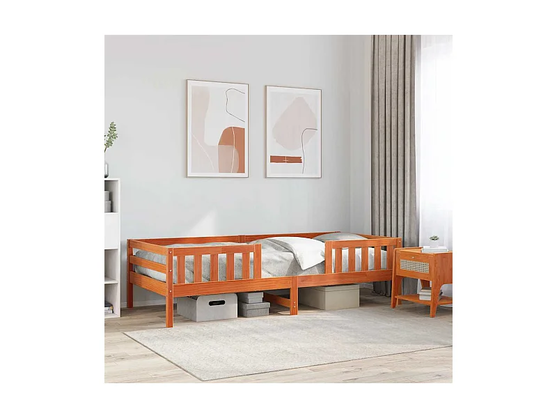 Cadre de lit sans matelas cire marron 90x190 cm bois pin massif