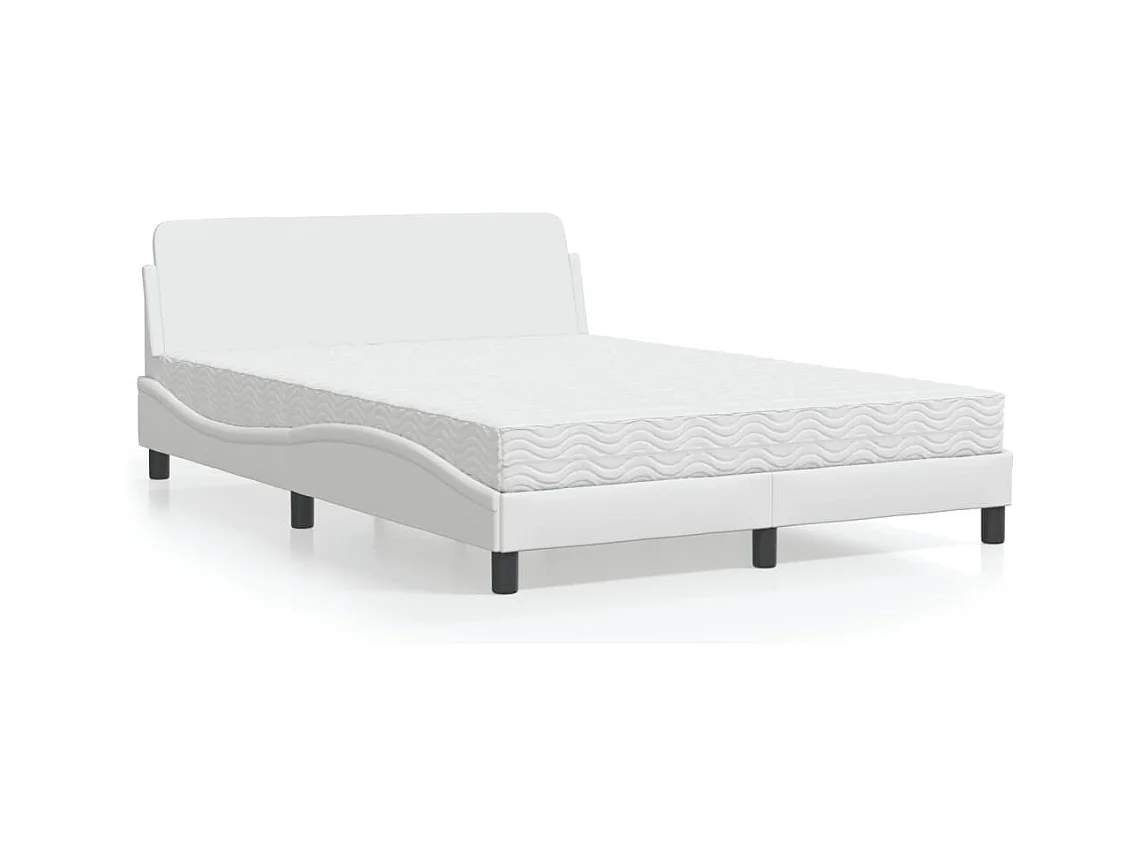 Bett mit Matratze "Dover" Weiß 140x190 cm Kunstleder