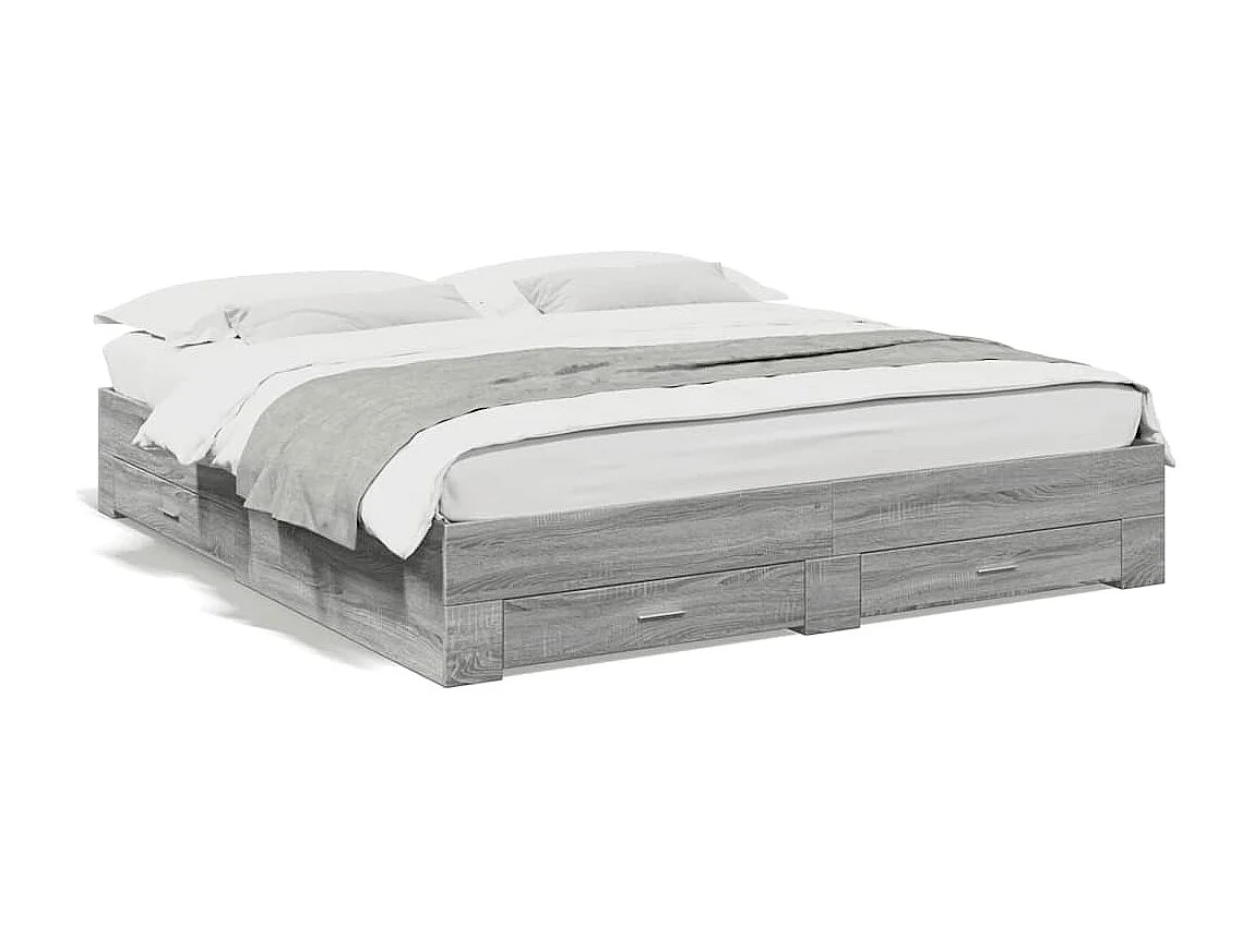 Bedframe met lades bewerkt hout grijs sonoma eiken 180x200 cm