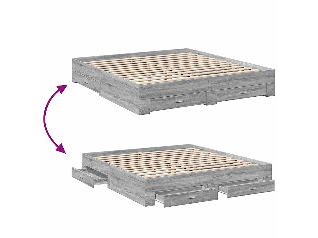 Bedframe met lades bewerkt hout grijs sonoma eiken 180x200 cm