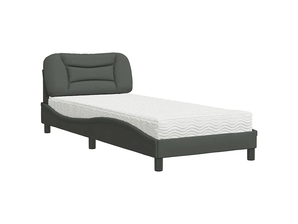 Bett mit Matratze "Hvar" Dunkelgrau 80x200 cm Stoff