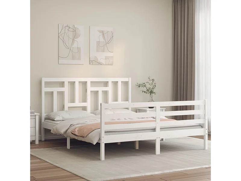 Giroletto con Testiera Bianco King Size in Legno Massello