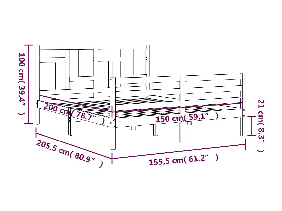 Giroletto con Testiera Bianco King Size in Legno Massello