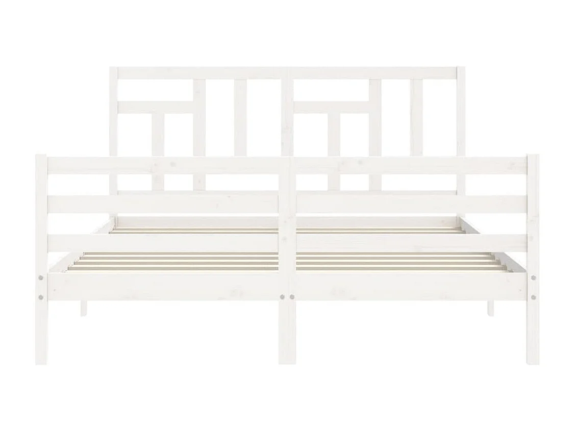 Cadre de lit sans matelas blanc bois de pin massif