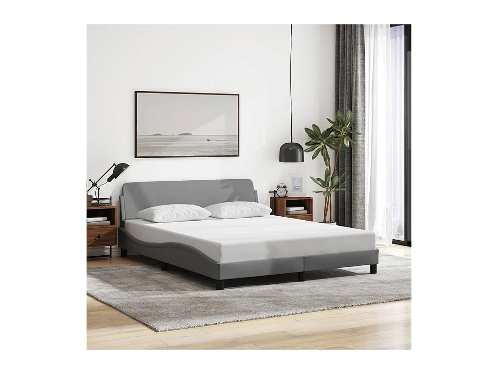 Cadre de lit sans matelas gris clair 160x200 cm tissu