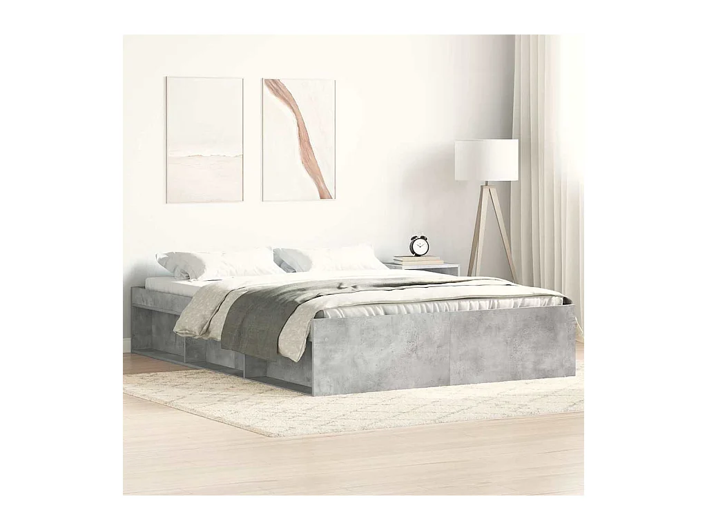 Cadre de lit sans matelas gris béton 150x200 cm